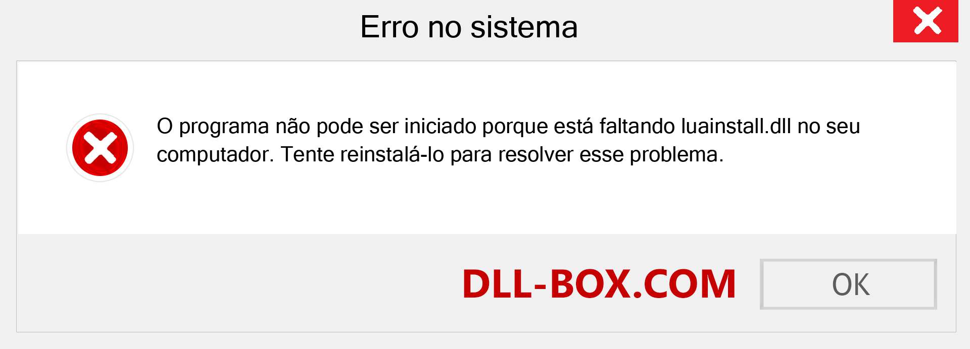 Arquivo luainstall.dll ausente ?. Download para Windows 7, 8, 10 - Correção de erro ausente luainstall dll no Windows, fotos, imagens